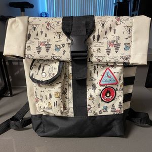 Sanrio camp themed backpack with accessories
